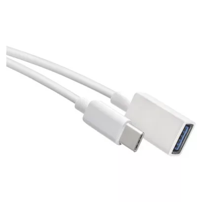 Dátový OTG kábel USB-A 3.0 / USB-C 3.0 s funkciou redukcie, 15 cm, biely